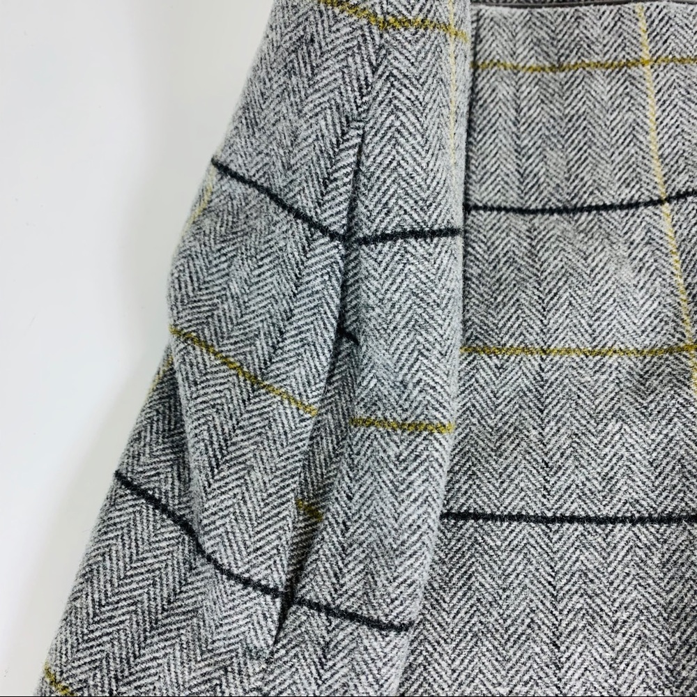 Plaid Mini Skirt Wool Blend Grey Pockets Large - Picture 5 of 5